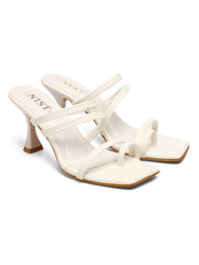 GNIST White Multi Strap Stilettos Heel